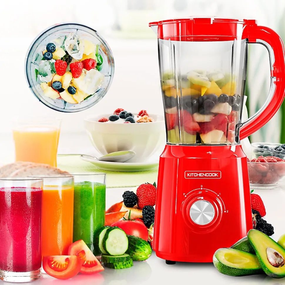 Blender 1.5l Avec 2 Lames Inox B5turbo Rouge Kitchencook