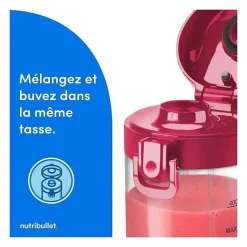 Blender portable NutriBullet - NBP003MA - 70 W - 0,475 L - Magenta - 1 bouteille incluse