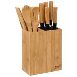 Bloc 5 couteaux & 5 ustensiles manche bambou - 5Five