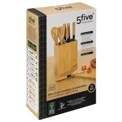 Bloc 5 couteaux & 5 ustensiles manche bambou - 5Five