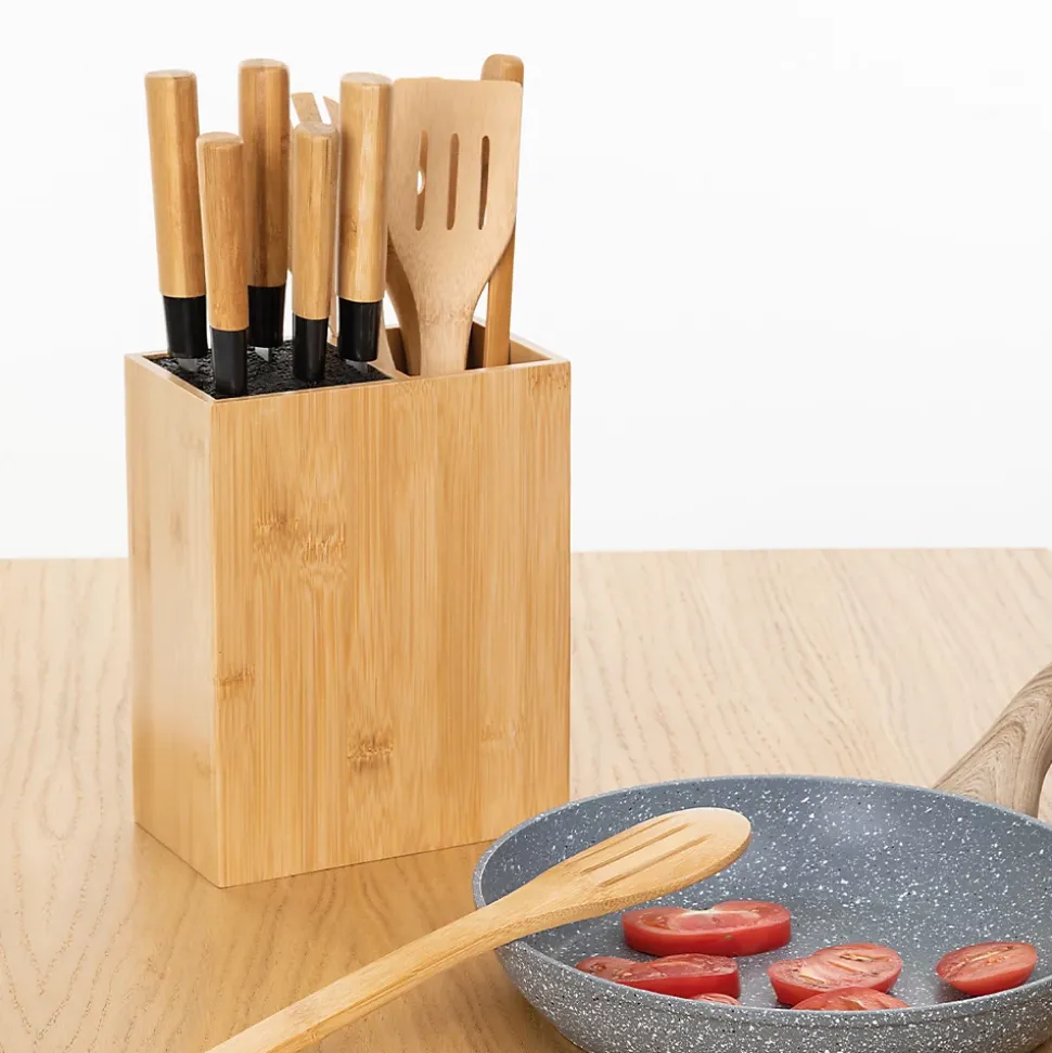 Bloc 5 couteaux & 5 ustensiles manche bambou - 5Five