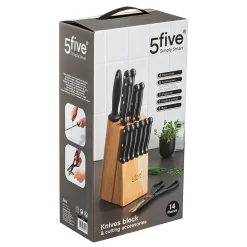 Bloc 11 couteaux avec aiguisoir/ciseaux Essentiel Black - 5Five