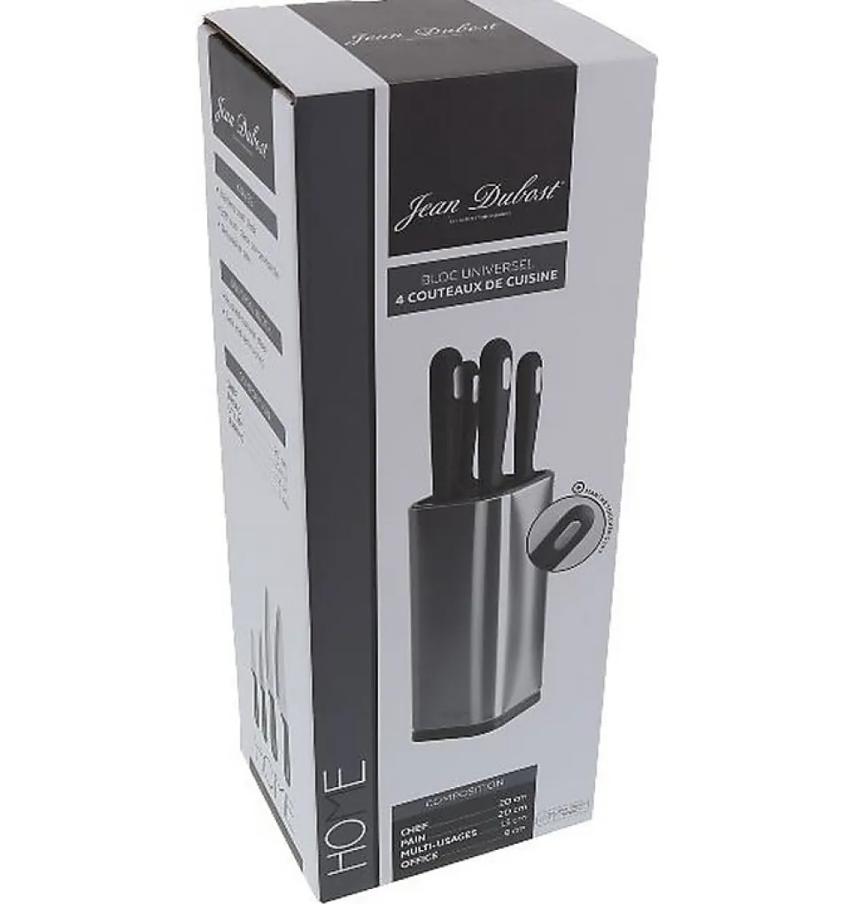 Bloc de 4 couteaux inox brossé Jean Dubost DH027000X35196 home