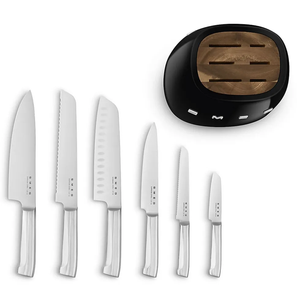 Bloc de 6 couteaux noir Smeg KBSF02BL