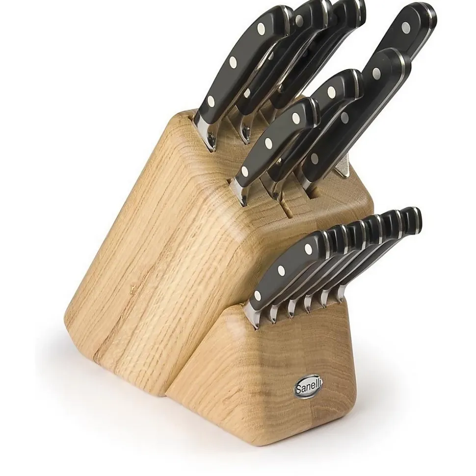 Bloc de Couteaux de Cuisine Ergoforge 21, Noir, Acier, 33x31x13 cm, Sanelli