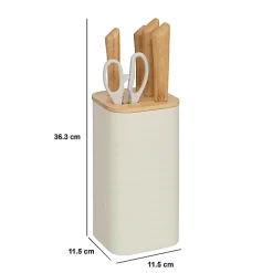 Bloc Sensia 4 couteaux et ciseaux manches en bambou - Vert- 5five