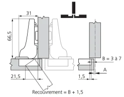 Blum - Charniere Clip Top Blumotion - 110 degres - Acier Nicle - Montage Visser