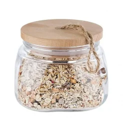 Bocal de conservation en verre avec couvercle en pin - 1 Litre