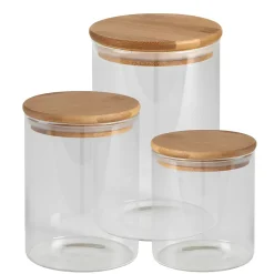 Bocal en verre avec couvercle hermétique en bambou 1 L
