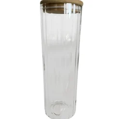 Bocal en verre strié avec couvercle en bambou 1,3 L Guy Levasseur