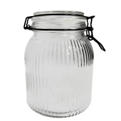 Bocal en verre strié avec couvercle 1,9 L Guy Levasseur