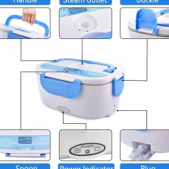 Boite à déjeuner chauffante électrique Bleu Herzberg HG03152-BLU