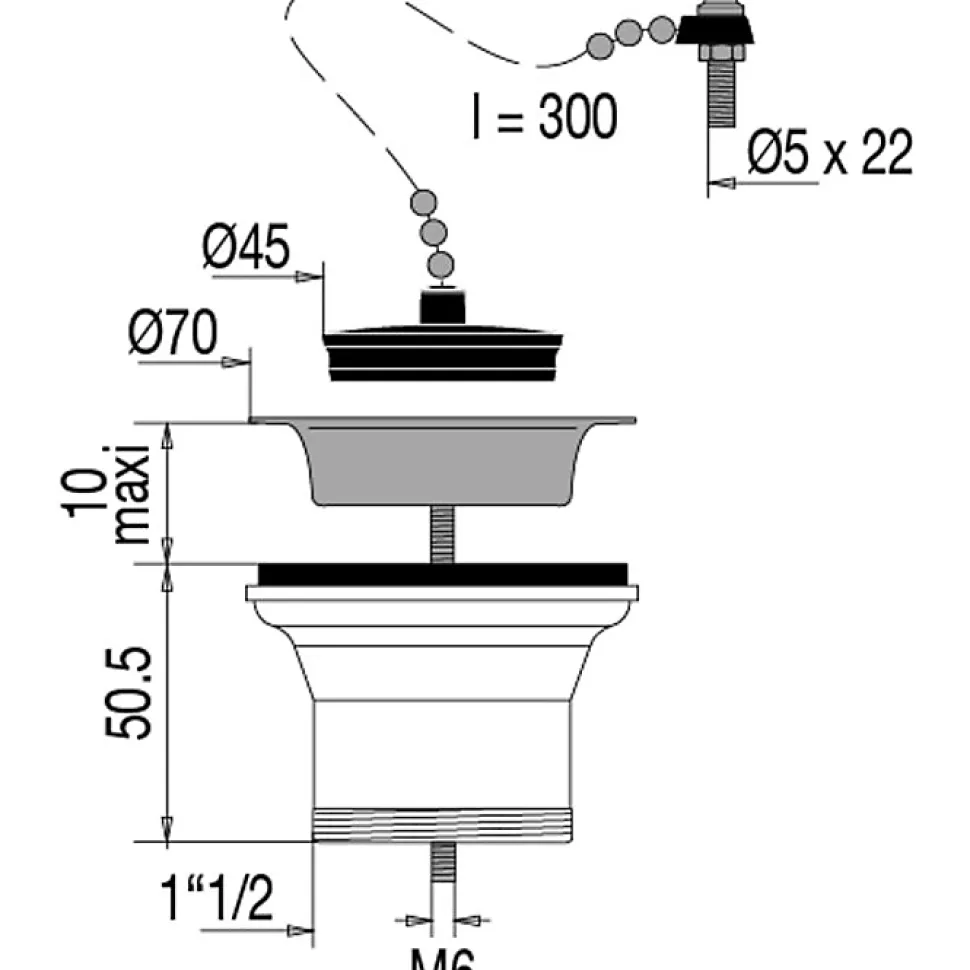 Bonde à bouchon plastique - Valentin