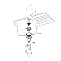 Bonde à panier chromée ø60 mm Wirquin