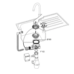 Bonde à panier pour évier 90mm avec commande à câble Wirquin