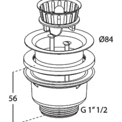 Bonde à panier sans trop plein, plateau diamètre 84 - Nicoll