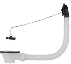 Bonde et vidage plastique pour éviers inox - Diamètre extérieur: 70 mm - Sortie: 1"1/2 - Perçage cuve: 50 mm - BLANC