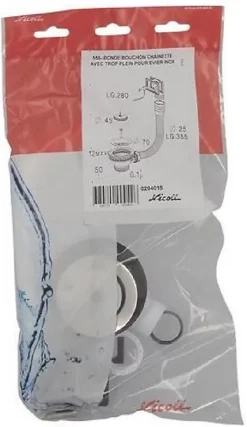 Bonde et vidage plastique pour éviers inox - Diamètre extérieur: 70 mm - Sortie: 1