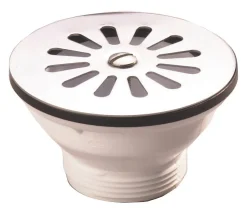 Bonde et vidage plastique à grille pour éviers et synthèse - Diamètre extérieur: 84 mm - Sortie: 1"1/2 - Perçage cuve: 60 mm - BL