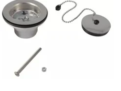 Bonde et vidage plastique pour évier grès et synthèse 1 bac - Sortie: 1"1/2 - Diamètre extérieur: 84 mm - BLANC