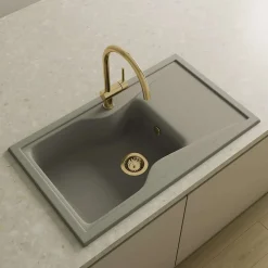 Bonde évier 1 cuve avec vidage manuel diamètre 90 mm couleur or