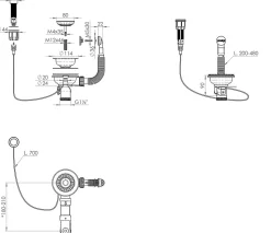 Bonde évier 1 cuve avec vidage automatique diamètre 90 mm couleur or rose
