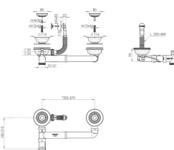 Bonde évier 2 cuves avec vidage manuel diamètre 90 mm couleur or rose