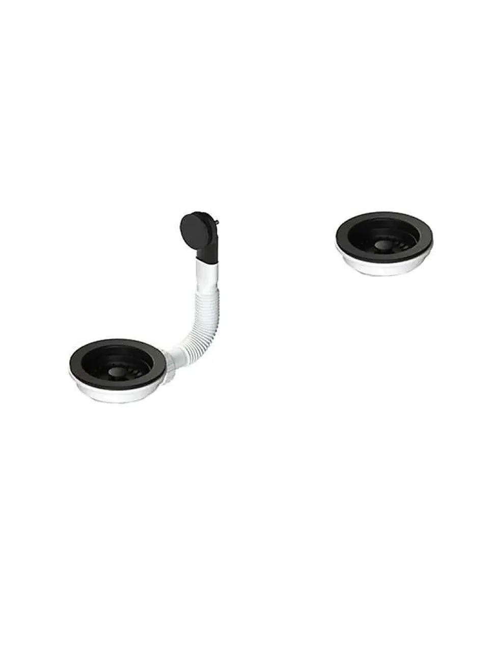 Bonde évier 2 cuves avec vidage manuel diamètre 90 mm couleur noir