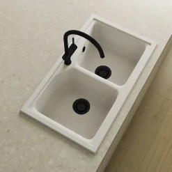 Bonde évier 2 cuves avec vidage manuel diamètre 90 mm couleur noir