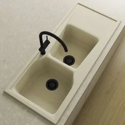 Bonde évier 2 cuves avec vidage automatique diamètre 90 mm couleur noir