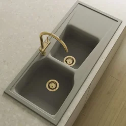 Bonde évier 2 cuves avec vidage automatique diamètre 90 mm couleur or