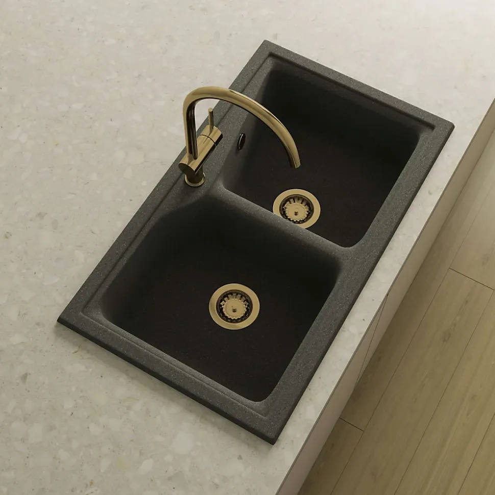 Bonde évier 2 cuves avec vidage automatique diamètre 90 mm couleur or