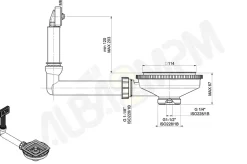 Bonde évier carrée 1 cuve avec vidage manuel diamètre 90 mm couleur or