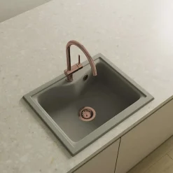 Bonde évier carrée 1 cuve avec vidage automatique diamètre 90 mm couleur or rose