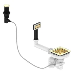 Bonde évier carrée 1 cuve avec vidage automatique diamètre 90 mm couleur or