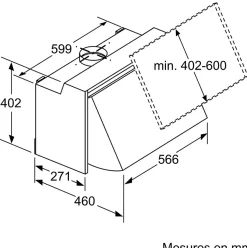 Bosch - Hotte tiroir escamotable 60 cm - 625 m3h - LED - evacuation ou recyclage