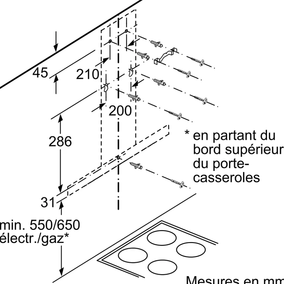 BOSCH Hotte décorative murale 90 cm débit 330 m3/h - DWB94BC50