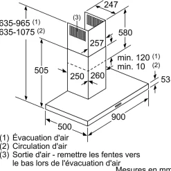 BOSCH Hotte décorative murale 90 cm débit 330 m3/h - DWB94BC50