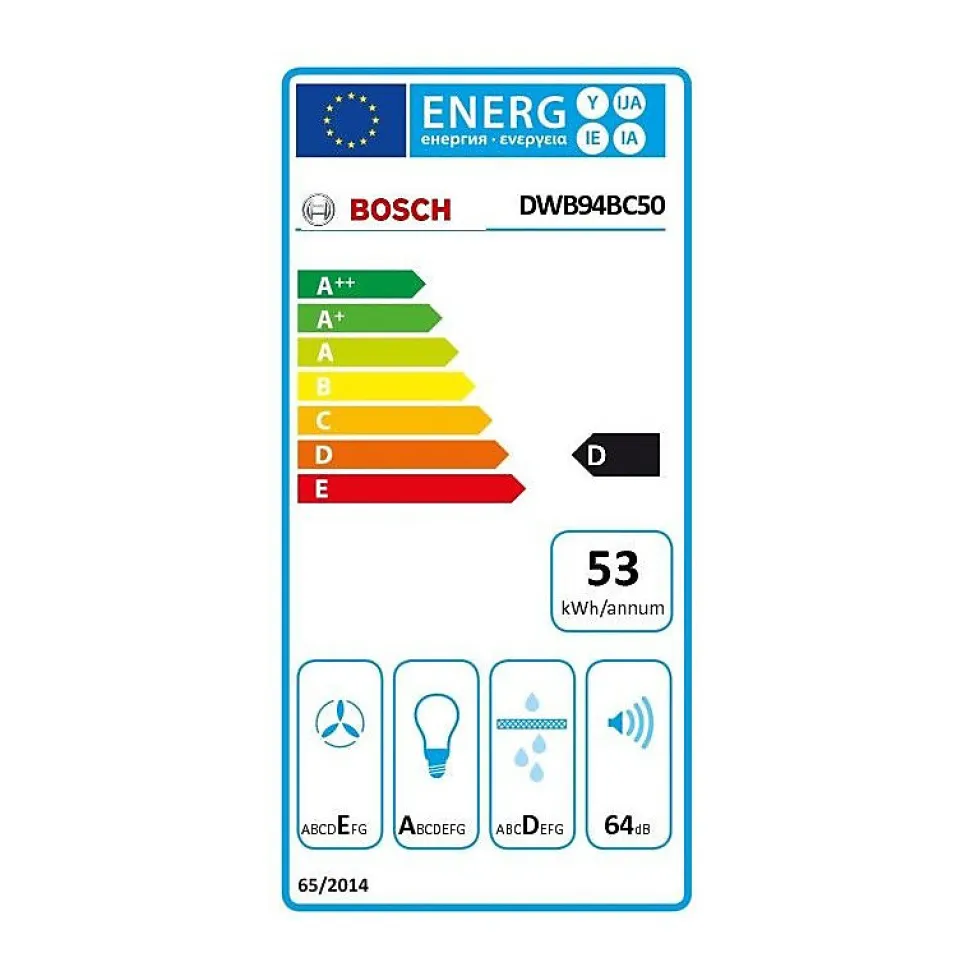 BOSCH Hotte décorative murale 90 cm débit 330 m3/h - DWB94BC50