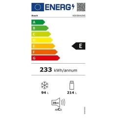 BOSCH Réfrigérateur combiné 308 litres inox KGV36VLEAS