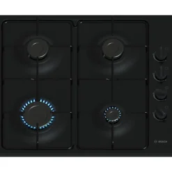 BOSCH Table de cuisson gaz 4 foyers noire - PBP6B6K80
