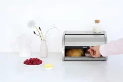 Boîte à pain couvercle coulissant en acier inoxydable Brabantia Platinum argent