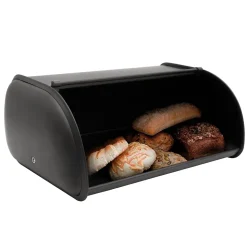 Boîte à pain couvercle coulissant noir mat