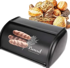 Boîte à Pain en Acier Inoxydable noir