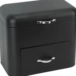 Boîte à Pain en Fer avec 2 étagères noir