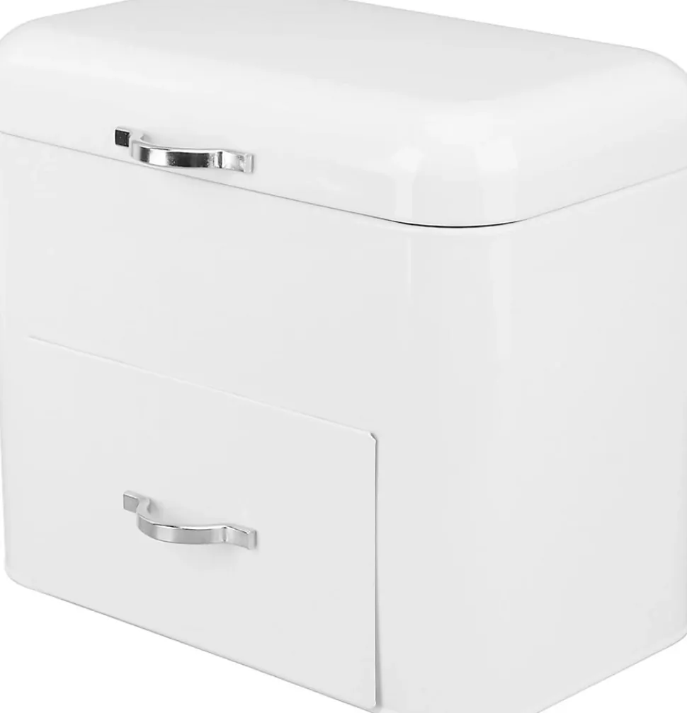 Boîte à Pain en Fer avec 2 étagères blanc