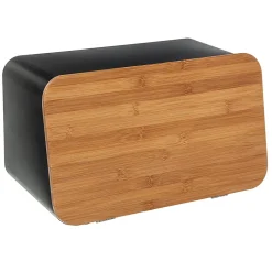 Boîte à pain noire avec couvercle en bambou ,5Five