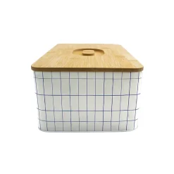 Boîte à pain quadrillée avec couvercle en bambou Bohémia Box & Beyond
