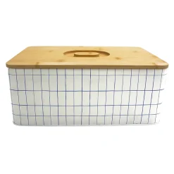 Boîte à pain quadrillée avec couvercle en bambou Bohémia Box & Beyond