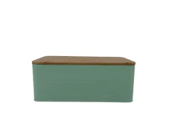 Boîte à pain vert avec couvercle en bambou Ornami